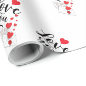 Papier Cadeau Love You Wrapping Paper (Coin rond)