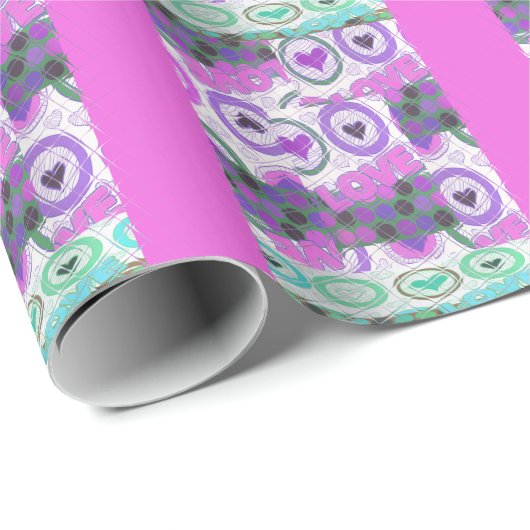 Papier Cadeau Lovely Love Heart Motif Art Imprimer (Coin rond)