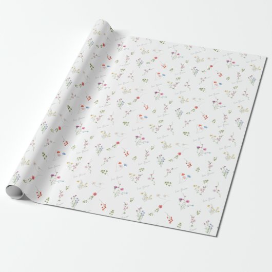 Papier Cadeau Lovely Watercolor Flower Wrapping Paper (Déroulé)
