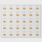 Papier Cadeau Lt Grey Blanc Chevron, Gold Lipstick Kiss (Plat)