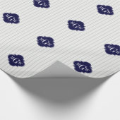 Papier Cadeau Lt Grey Whu EU Stripe Navy Quatrefoil 3 Monogramme (Coin)