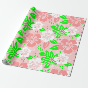 Papier Cadeau luau rose Noël hawaïen hibiscus floral Noël