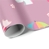 Papier Cadeau lucettes roses mignonnes de fleurs de sucreries de (Coin rond)