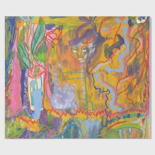 Papier Cadeau Lucid Dreamer rose arc-en-ciel Abstrait peinture A (Plat)