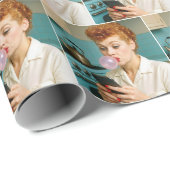 Papier Cadeau Lucille Ball SMS sur un téléphone portable (Coin rond)