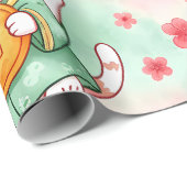 Papier Cadeau Lucky Charm Cats – Prosperity in Pastel Pattern (Coin rond)