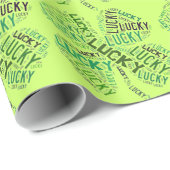 Papier Cadeau Lucky Clover Word (Coin rond)
