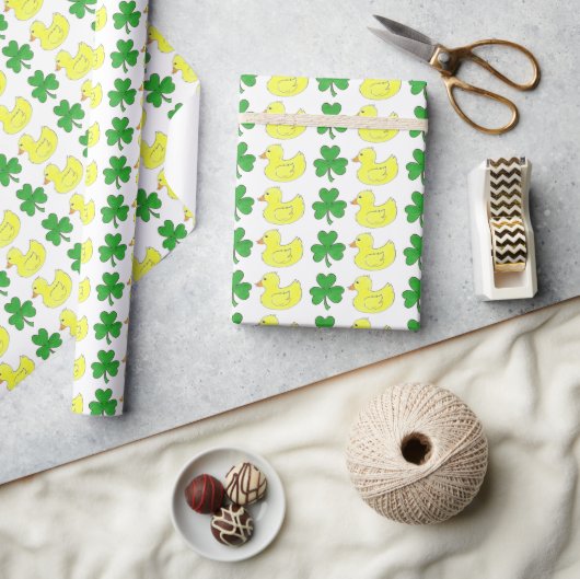 Papier Cadeau Lucky Duck Rubber Ducky Duckie Shamrock Clover (Artisanat)