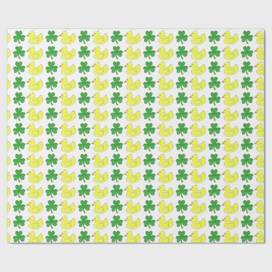 Papier Cadeau Lucky Duck Rubber Ducky Duckie Shamrock Clover (Plat)