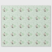 Papier Cadeau Lucky Flamingo Green Shamrock (Plat)