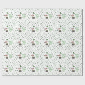 Papier Cadeau Lucky Flamingo Green Shamrock (Plat)