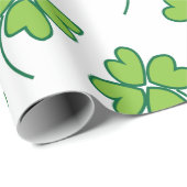 Papier Cadeau Lucky Four Leaf Clover (Coin rond)