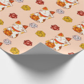 Papier Cadeau Lucky Maneki-neko Motif Gamer avec D20 Dice (rouge (Coin)