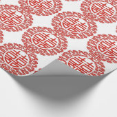 Papier Cadeau Lucky rouge double bonheur mariage chinois (Coin)