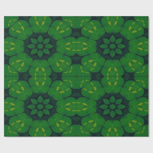 Papier Cadeau Lucky Wrap Green Irlandais Clover Motif No3 (Plat)