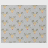 Papier Cadeau Lumière de Noël rétro Reindeer à manches mures (Plat)