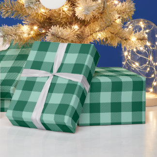 Papier Cadeau Lumière de Noël Vérificateur de sarcelle vert chas