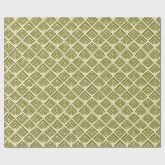 Papier Cadeau Lumière Motif carré feuille or Lime (Plat)