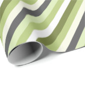 Papier Cadeau Lumière Vert Oblique Stripes Moderne tendance (Coin rond)