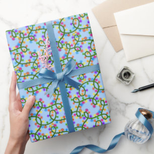 Papier Cadeau Lumières à cordes colorées Joli Motif bleu amusant