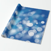 Papier Cadeau Lumières de la fête du Bokeh bleu (Déroulé)