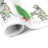 Papier Cadeau Lumières de Noël accrochantes d'âne (Coin rond)