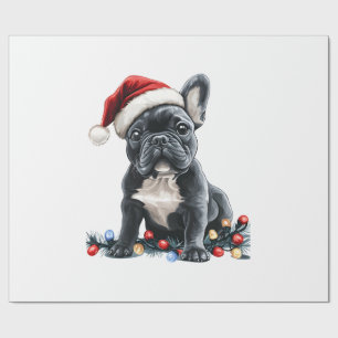 Papier Cadeau Lumières de Noël Bouledogue Français Cadeaux Chien