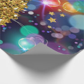 Papier Cadeau Lumières de Noël brillant Bokeh Golden Tree (Coin)