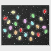 Papier Cadeau Lumières de Noël colorées (Plat)