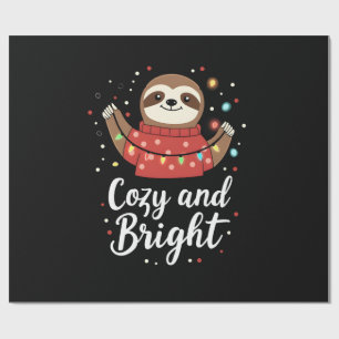 Papier Cadeau Lumières de Noël de paresseux confortables et lumi