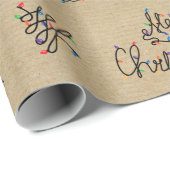 Papier Cadeau Lumières de Noël Festive Kraft vintage (Coin rond)