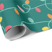 Papier Cadeau Lumières de Noël multicolores (Coin rond)