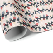 Papier Cadeau Lumières de sapin de Noël (Coin rond)