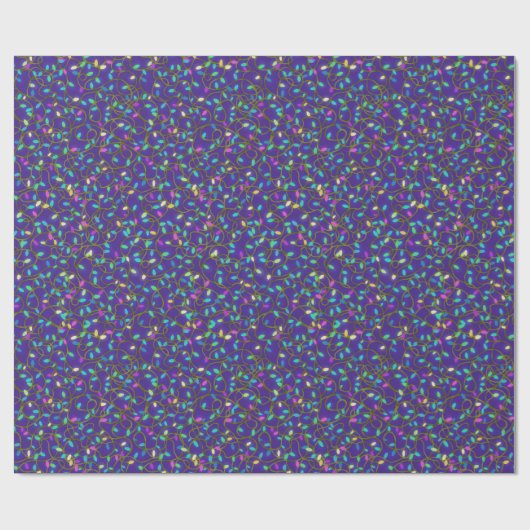 Papier Cadeau Lumières Garland Fêtes d'hiver Noël Bleu (Plat)