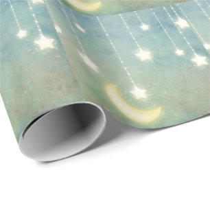 Papier Cadeau Lumières rougeoyantes brillantes célestes de lun