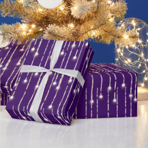 Papier Cadeau Lumières scintillantes dorées et argentées de Noël