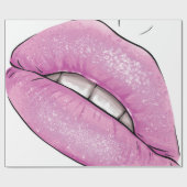 Papier Cadeau Luminaire rose de la lèvre avec dents (Plat)