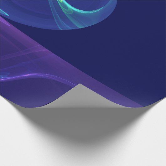 Papier Cadeau Lumineuse Bleu Violet Rêve Abstrait Fractal Art (Coin)