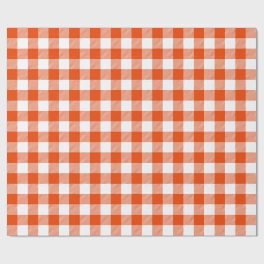Papier Cadeau Lumineuse orange et blanc à chèque plaid |Grand Mo (Plat)