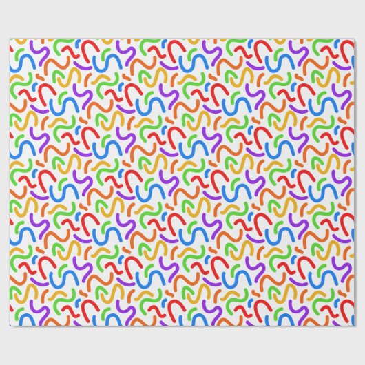Papier Cadeau Lumineux Dopamine squigles arc-en-ciel Abstrait mo (Plat)
