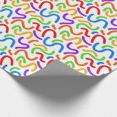 Papier Cadeau Lumineux Dopamine squigles arc-en-ciel Abstrait mo (Coin)