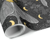 Papier Cadeau Luna moth, phases de lune et lierre damassé patron (Coin rond)