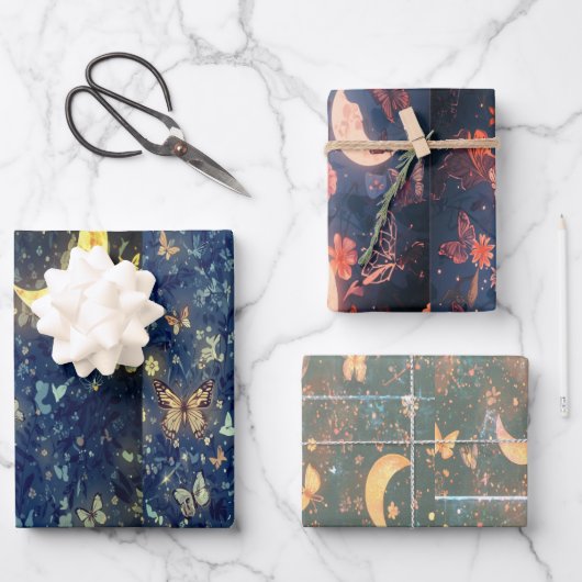 Papier cadeau lunaire - Design lune céleste (Recto)
