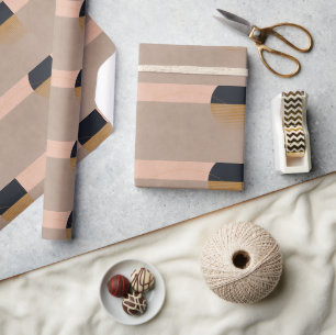 Papier Cadeau Lune Abstraite géométrique Lune Linéaire Beige mod