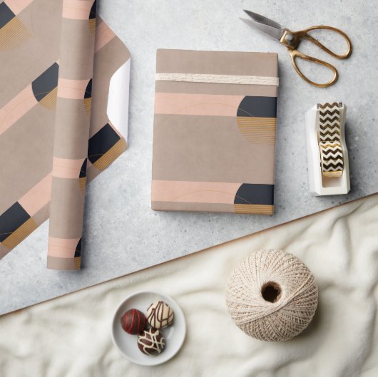 Papier Cadeau Lune Abstraite géométrique Lune Linéaire Beige mod (Artisanat)