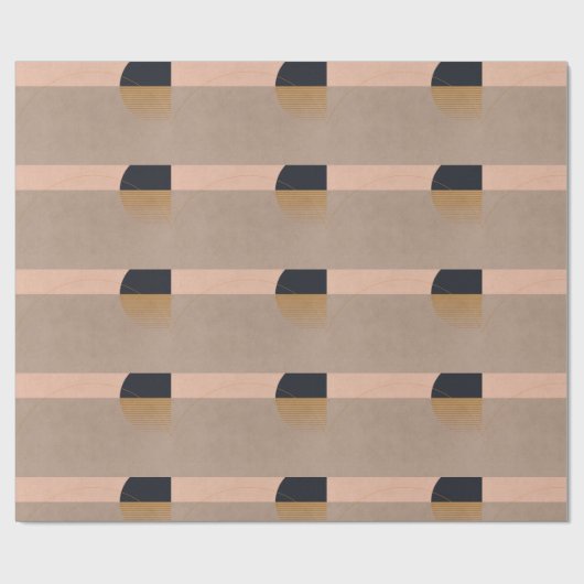 Papier Cadeau Lune Abstraite géométrique Lune Linéaire Beige mod (Plat)