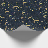 Papier Cadeau Lune bleue et or et étoiles (Coin)