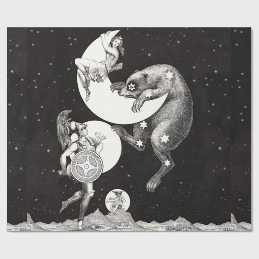 Papier Cadeau Lune céleste ciel Univers Dieu Nuit Illustration (Plat)