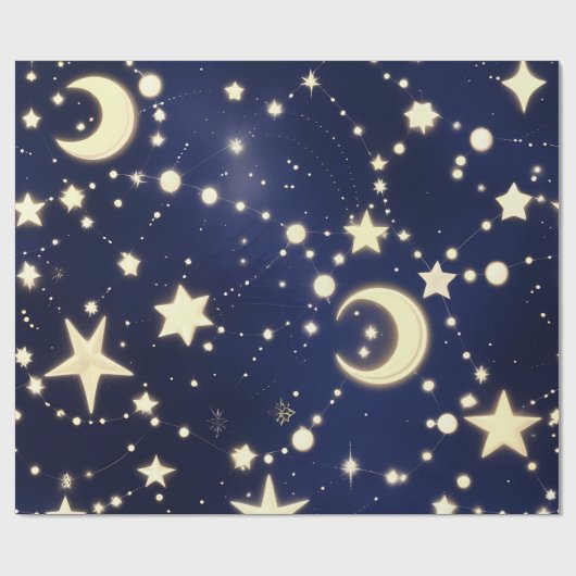 Papier Cadeau – Lune Céleste Navy Velours Luxe (Plat)