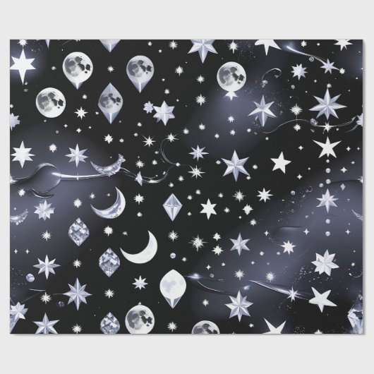 Papier Cadeau - Lune Céleste Onyx Luxe (Plat)